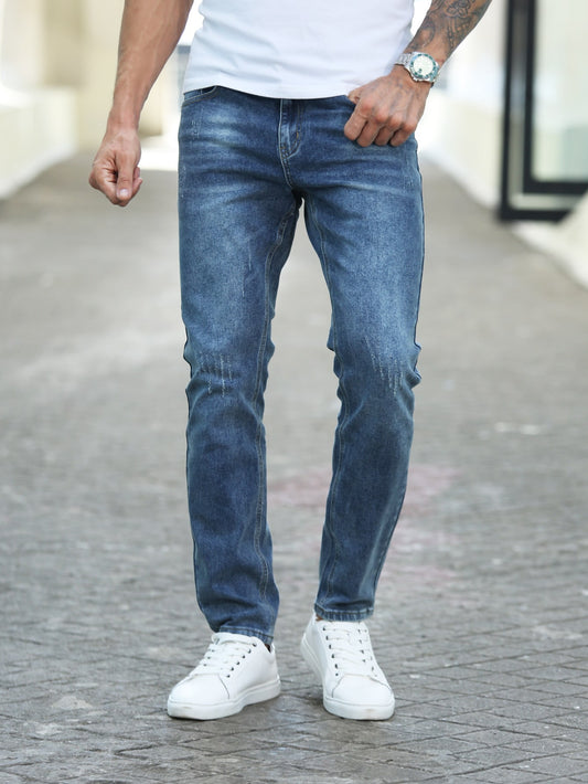 Men's Fashion Slim Straight Jeans – Zipper Fly Regular Fit Denim-Free Shipping