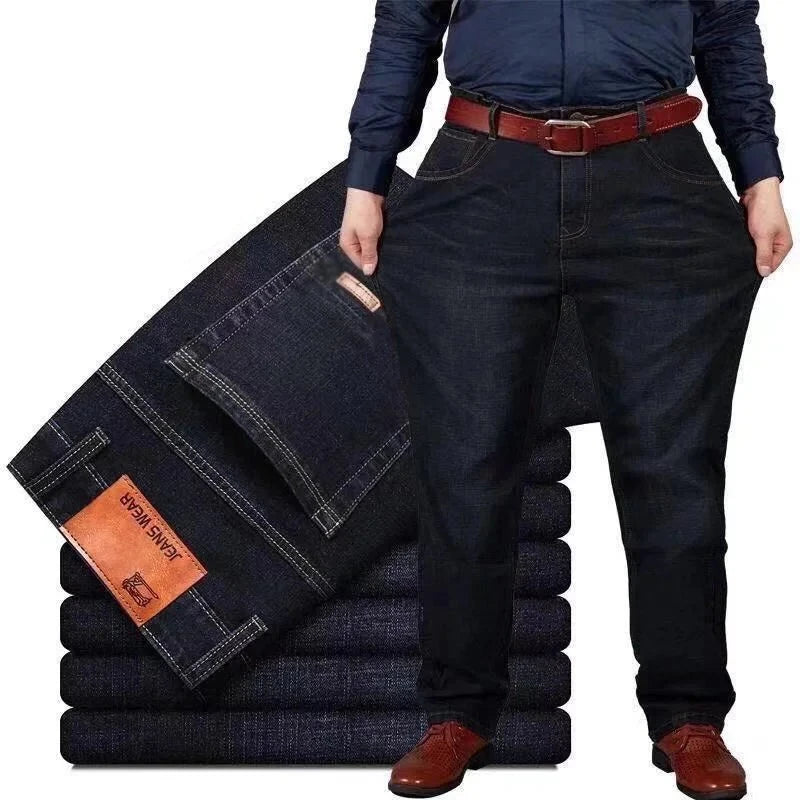 Men’s Fashionable Big & Tall Denim Jeans - Comfort Fit Casual Streetwear Pants-Free Shipping